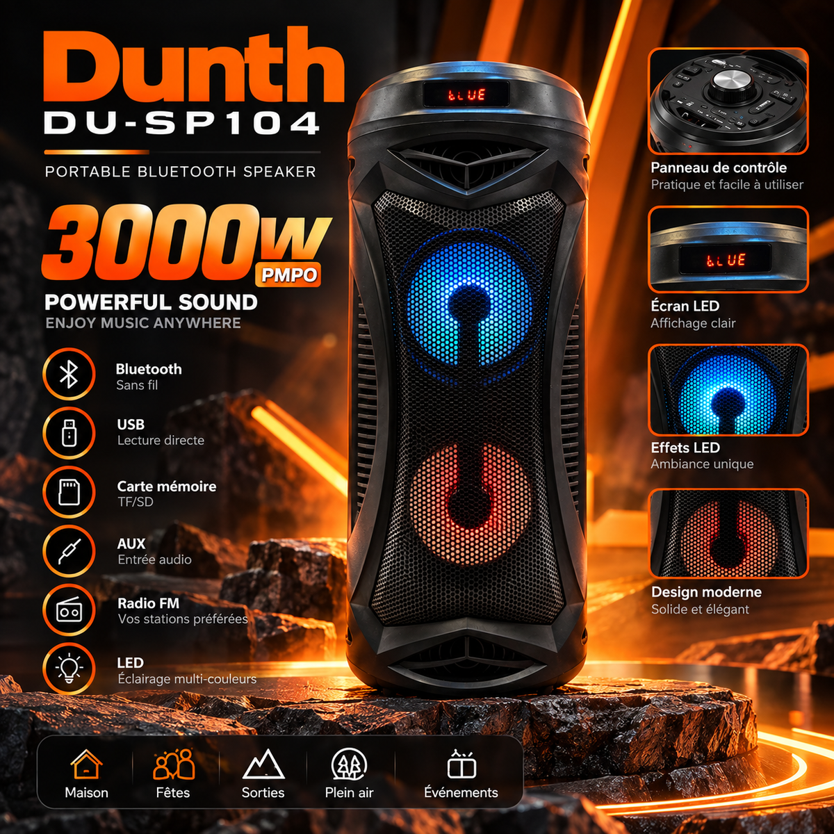 Speaker dunth sp104 3000w pmpo 2026